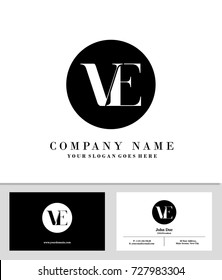 Business Card And Initial V & E Logo Template Vector