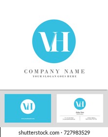 Business card and initial V & H logo template vector