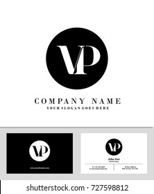 Business card and initial V and P logo template vector