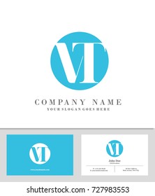 Business card and initial V & T logo template vector