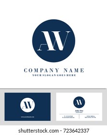 Business card and initial A & W logo template vector