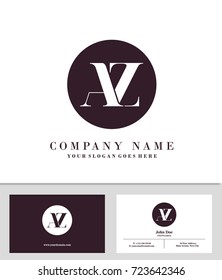 Business card and initial A & Z logo template vector