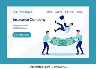 Business card for an insurance company. Financial protection in case of dismissal, collapse. Vector in flat style