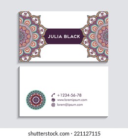 Business card or invitation. Vector background. Vintage decorative elements. Hand drawn background.