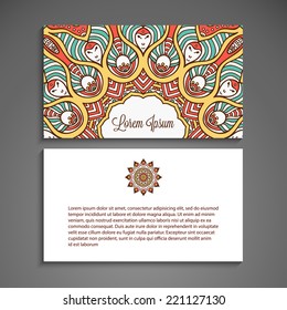 Business card or invitation. Vector background. Vintage decorative elements. Hand drawn background.