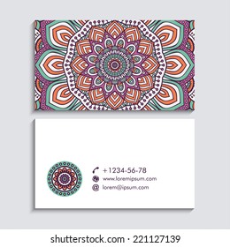 Business card or invitation. Vector background. Vintage decorative elements. Hand drawn background.