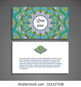 Business card or invitation. Vector background. Vintage decorative elements. Hand drawn background.