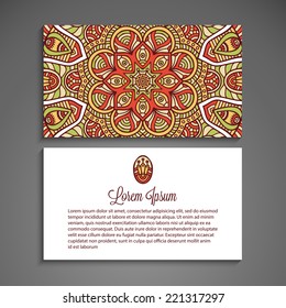 Business card or invitation. Vector background. Vintage decorative elements. Hand drawn background.