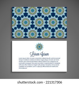 Business card or invitation. Vector background. Vintage decorative elements. Hand drawn background.