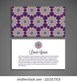 Business card or invitation. Vector background. Vintage decorative elements. Hand drawn background.