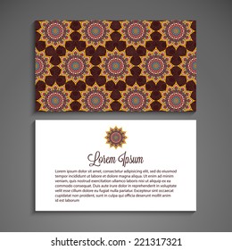 Business card or invitation. Vector background. Vintage decorative elements. Hand drawn background.