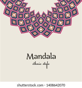 Business card or invitation. Vintage decorative elements. Colored oriental pattern on a light background, vector illustration, eps. Islam, Arabic, Indian, turkish, pakistan, chinese, ottoman motifs. 