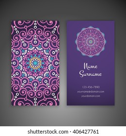 Business card or invitation. Vintage decorative elements. Oriental pattern, vector illustration. Islam, Arabic, Indian, turkish, pakistan, chinese, ottoman motifs