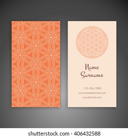 Business card or invitation. Vintage decorative elements. Oriental pattern, vector illustration. Islam, Arabic, Indian, turkish, pakistan, chinese, ottoman motifs