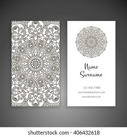 Business card or invitation. Vintage decorative elements. Oriental pattern, vector illustration. Islam, Arabic, Indian, turkish, pakistan, chinese, ottoman motifs