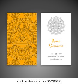 Business card or invitation. Vintage decorative elements. Oriental pattern, vector illustration. Islam, Arabic, Indian, turkish, pakistan, chinese, ottoman motifs