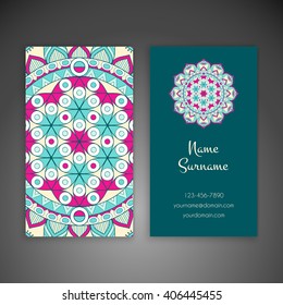 Business card or invitation. Vintage decorative elements. Oriental pattern, vector illustration. Islam, Arabic, Indian, turkish, pakistan, chinese, ottoman motifs