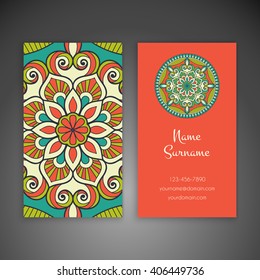 Business card or invitation. Vintage decorative elements. Oriental pattern, vector illustration. Islam, Arabic, Indian, turkish, pakistan, chinese, ottoman motifs