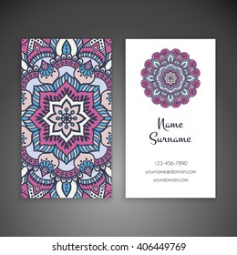 Business card or invitation. Vintage decorative elements. Oriental pattern, vector illustration. Islam, Arabic, Indian, turkish, pakistan, chinese, ottoman motifs