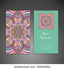 Business card or invitation. Vintage decorative elements. Oriental pattern, vector illustration. Islam, Arabic, Indian, turkish, pakistan, chinese, ottoman motifs