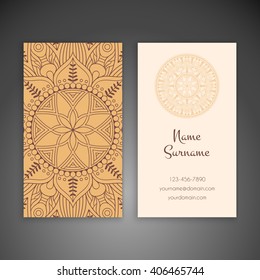 Business card or invitation. Vintage decorative elements. Oriental pattern, vector illustration. Islam, Arabic, Indian, turkish, pakistan, chinese, ottoman motifs