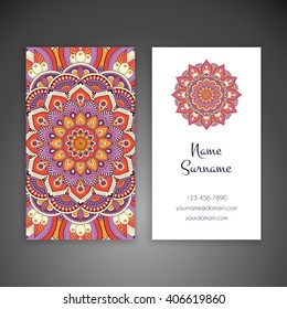 Business card or invitation. Vintage decorative elements. Oriental pattern, vector illustration. Islam, Arabic, Indian, turkish, pakistan, chinese, ottoman motifs
