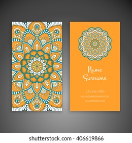 Business card or invitation. Vintage decorative elements. Oriental pattern, vector illustration. Islam, Arabic, Indian, turkish, pakistan, chinese, ottoman motifs