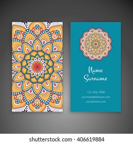 Business card or invitation. Vintage decorative elements. Oriental pattern, vector illustration. Islam, Arabic, Indian, turkish, pakistan, chinese, ottoman motifs