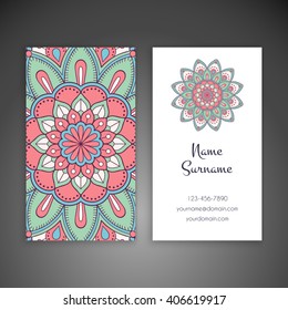 Business card or invitation. Vintage decorative elements. Oriental pattern, vector illustration. Islam, Arabic, Indian, turkish, pakistan, chinese, ottoman motifs