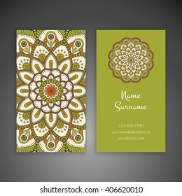 Business card or invitation. Vintage decorative elements. Oriental pattern, vector illustration. Islam, Arabic, Indian, turkish, pakistan, chinese, ottoman motifs