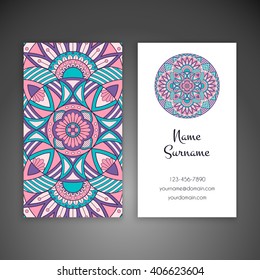 Business card or invitation. Vintage decorative elements. Oriental pattern, vector illustration. Islam, Arabic, Indian, turkish, pakistan, chinese, ottoman motifs