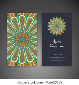 Business card or invitation. Vintage decorative elements. Oriental pattern, vector illustration. Islam, Arabic, Indian, turkish, pakistan, chinese, ottoman motifs