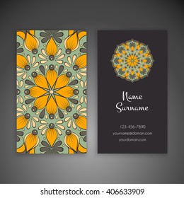 Business card or invitation. Vintage decorative elements. Oriental pattern, vector illustration. Islam, Arabic, Indian, turkish, pakistan, chinese, ottoman motifs