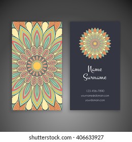 Business card or invitation. Vintage decorative elements. Oriental pattern, vector illustration. Islam, Arabic, Indian, turkish, pakistan, chinese, ottoman motifs