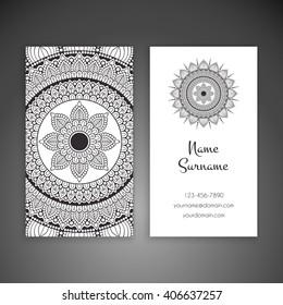 Business card or invitation. Vintage decorative elements. Oriental pattern, vector illustration. Islam, Arabic, Indian, turkish, pakistan, chinese, ottoman motifs