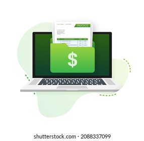 Business card with invoice. Customer service concept. Online payment. Tax payment. invoice template. Vector stock illustration
