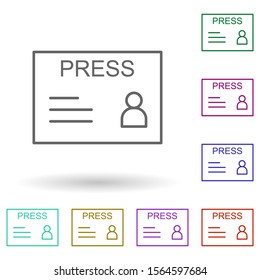 Business card of a journalist multi color icon. Simple thin line, outline vector of media, press icons for ui and ux, website or mobile application