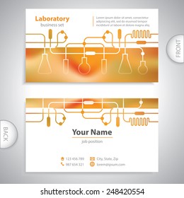 business card - laboratory facilities - flasks and test tubes - science research - medical equipment - vector graphics