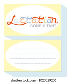 Business card for a lactation consultant. Place for text. Template. Flat design in gentle colors.