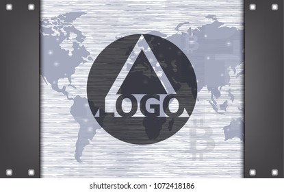 Business card layout design Vector. Bitcoin World map background 