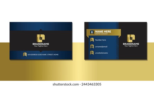 Business Card Layout with gold color Stripes