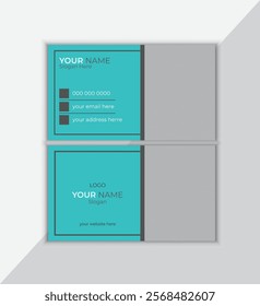 Business Card Layout with grey black and cyan luxury color, Modern Business Card, Creative and Clean Business Card Template.