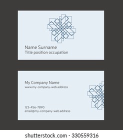 Business card layout. Linear geometric logo and pattern. Editable design template
