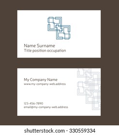 Business card layout. Linear geometric logo and pattern. Editable design template