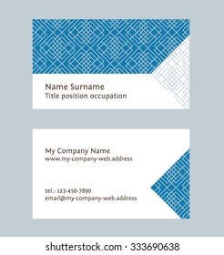 Business card layout. Linear geometric pattern. Editable design template
