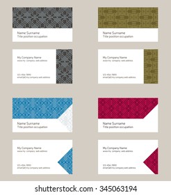 Business card layout. Linear geometric pattern. Editable design template