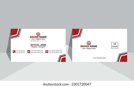 Business card layout with modern design. Visiting card professional unique design. Flat business card vector. Double sided. Corporate template business card.