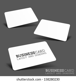 Business Card Layout & Shadows - Vector design illustration.