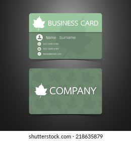 Business card leaf and green design. vector illustration