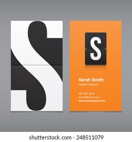 Business card with a letter logo, alphabet letter S